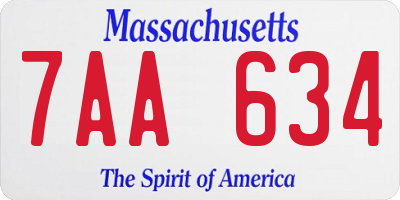 MA license plate 7AA634