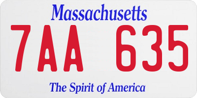 MA license plate 7AA635