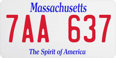 MA license plate 7AA637
