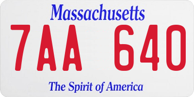 MA license plate 7AA640