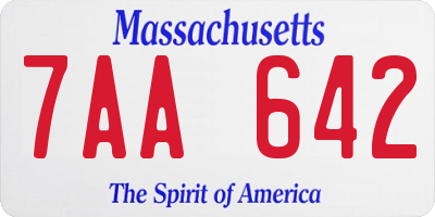MA license plate 7AA642