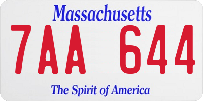 MA license plate 7AA644
