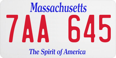 MA license plate 7AA645