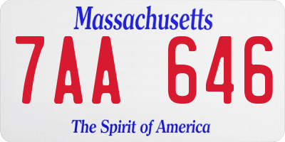 MA license plate 7AA646