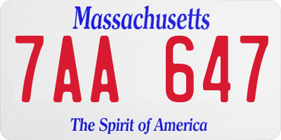 MA license plate 7AA647