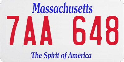 MA license plate 7AA648
