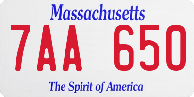 MA license plate 7AA650