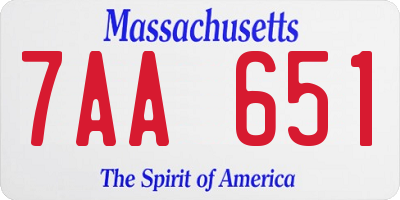 MA license plate 7AA651
