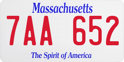 MA license plate 7AA652