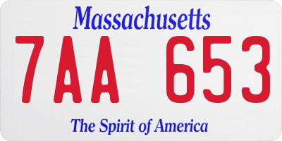 MA license plate 7AA653