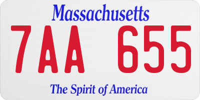 MA license plate 7AA655