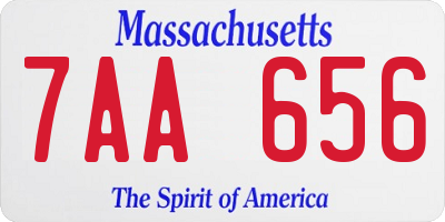 MA license plate 7AA656