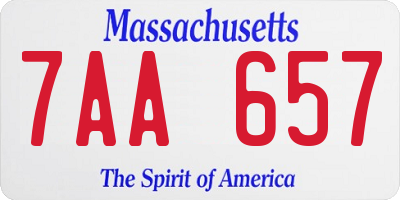 MA license plate 7AA657
