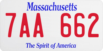MA license plate 7AA662