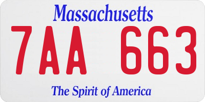 MA license plate 7AA663