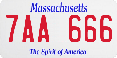 MA license plate 7AA666