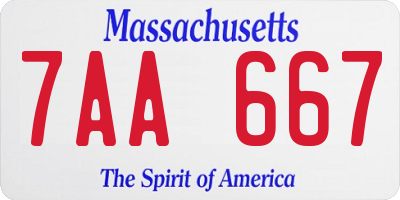 MA license plate 7AA667