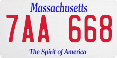 MA license plate 7AA668