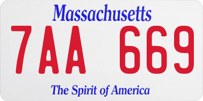 MA license plate 7AA669