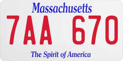 MA license plate 7AA670