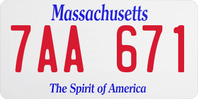 MA license plate 7AA671