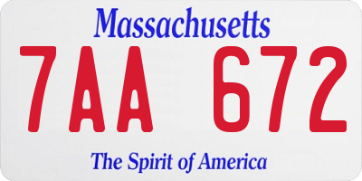 MA license plate 7AA672