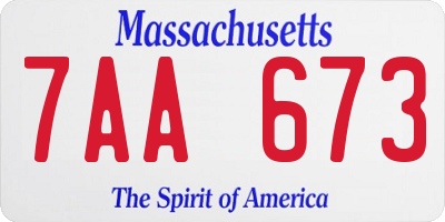 MA license plate 7AA673