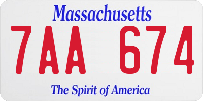 MA license plate 7AA674