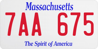 MA license plate 7AA675