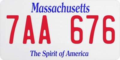 MA license plate 7AA676