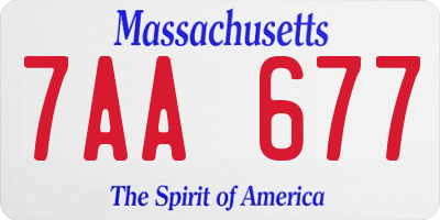 MA license plate 7AA677