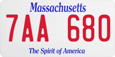 MA license plate 7AA680