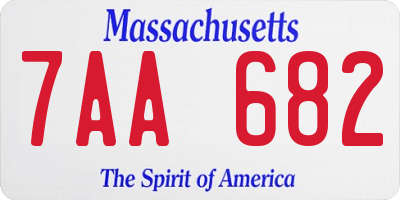 MA license plate 7AA682