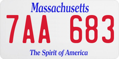 MA license plate 7AA683