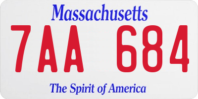 MA license plate 7AA684