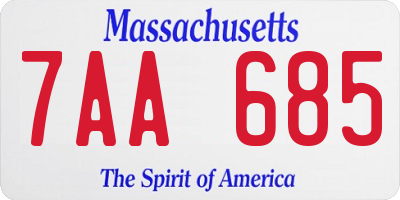 MA license plate 7AA685