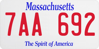 MA license plate 7AA692