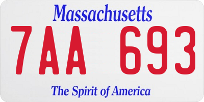 MA license plate 7AA693