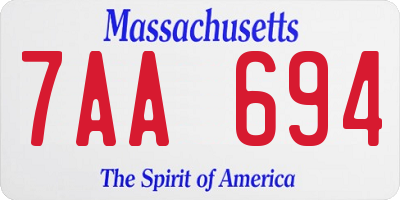 MA license plate 7AA694