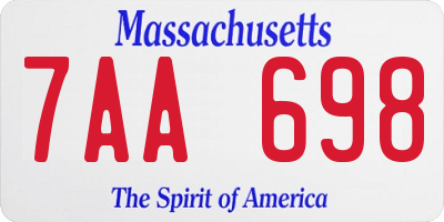 MA license plate 7AA698