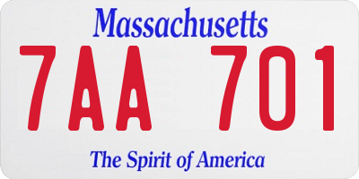 MA license plate 7AA701