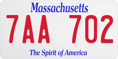 MA license plate 7AA702