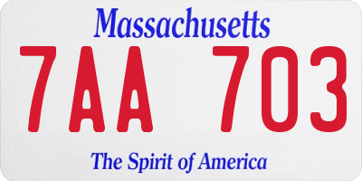 MA license plate 7AA703