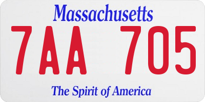 MA license plate 7AA705