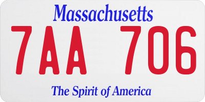 MA license plate 7AA706