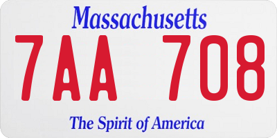 MA license plate 7AA708