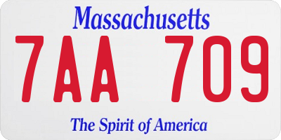 MA license plate 7AA709