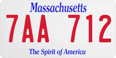 MA license plate 7AA712