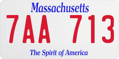 MA license plate 7AA713