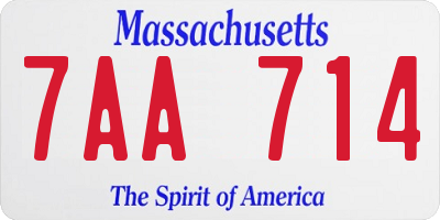 MA license plate 7AA714